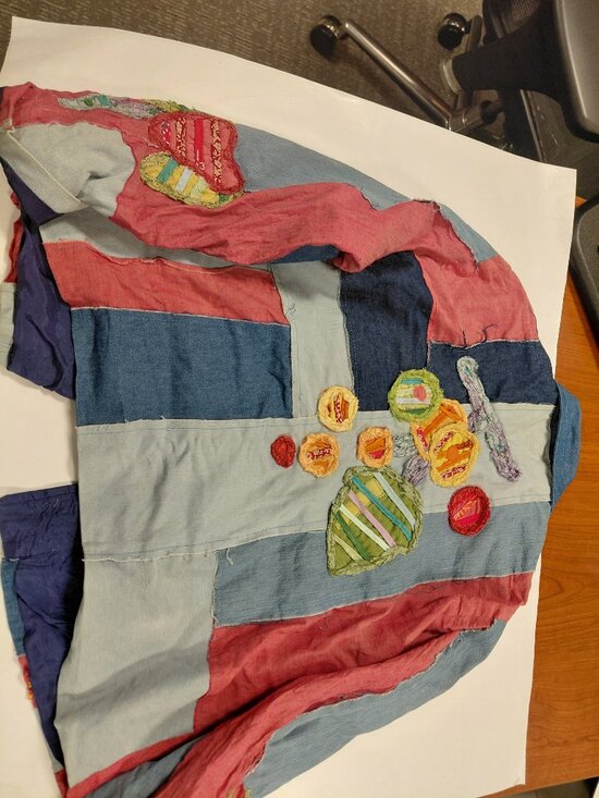 Sandy Starkman Patchwork Denim Jacket Vintage Sz L Wearable Art - Picture 7 of 7